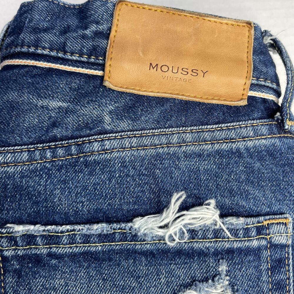 Moussy Vintage Womens Guilford Straight Leg Distressed Jeans size 28 Medium Blue - Picture 8 of 14